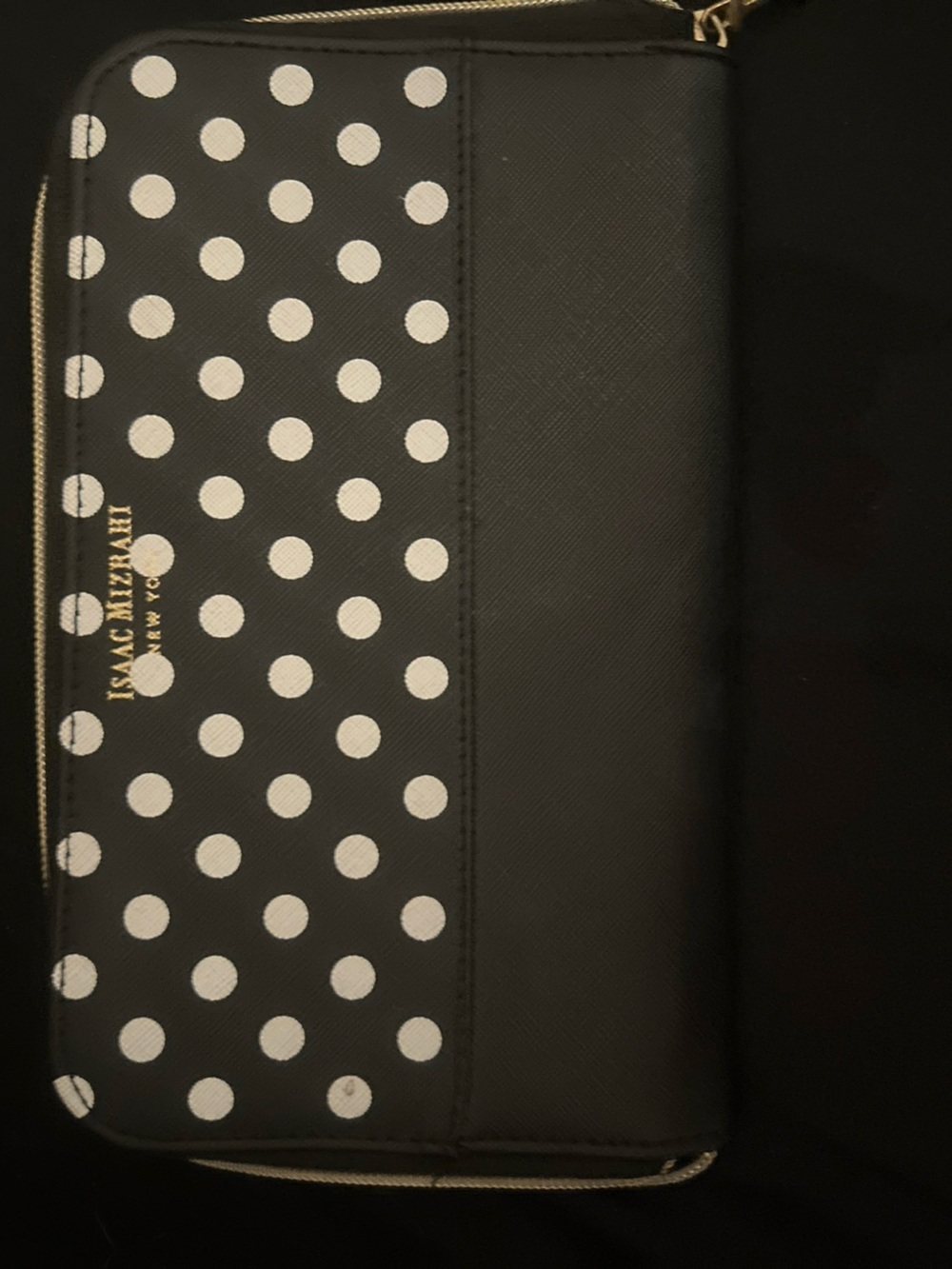 Isaac Mizrahi Makeup Cosmetic Brush Case Bag Black W White Polka Dots